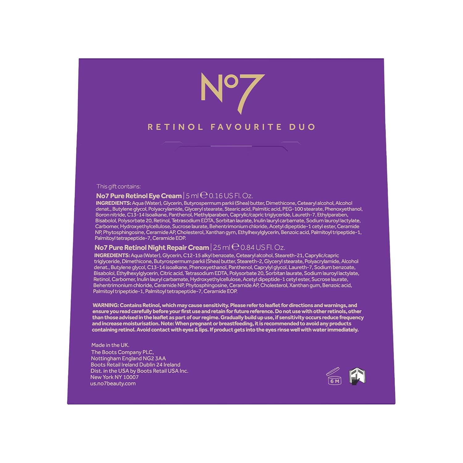 No7 Retinol Favorite Gift Set - Skincare Set Includes Retinol Night Repair Cream & Retinol Eye Cream - Visibly Smoothes, Plumps & Firms Complexion with Collagen Peptides + Shea Butter (2 Count) - Image 8