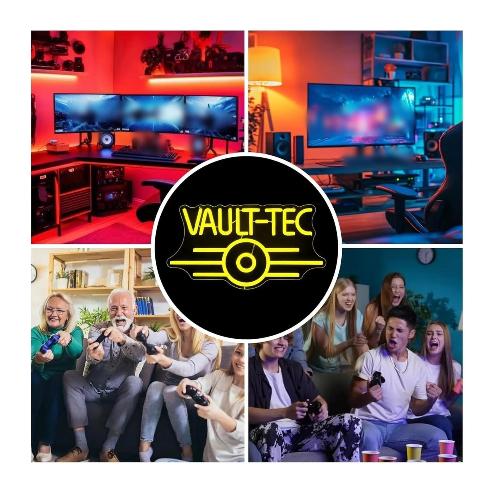 Insegna Luminosa Fallout Neon con Luce Notturna USB per Camera da Ragazzo, Decorazione da Parete per Videogiochi, Festa a Tema Videogiochi 40cm×21.5cm
