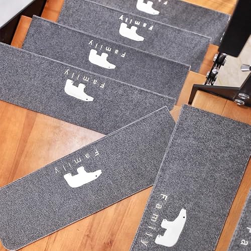 55x22x4,5 cm Mata schodowa samoprzylepna antypoślizgowa mata podłogowa na schody Miękki aksamitny wyciszony dywanik bezpieczeństwa na schody Wystrój domu(E,3pcs)