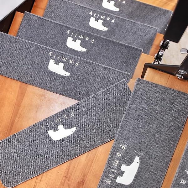 55x22x4,5 cm Mata schodowa samoprzylepna antypoślizgowa mata podłogowa na schody Miękki aksamitny wyciszony dywanik bezpieczeństwa na schody Wystrój domu(E,3pcs)