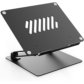 MiiKARE Aluminum Laptop Stand Riser for Desk, Adjustable Height Multi-Angle Laptop Riser with Heat-Vent,Portable Holder Ergonomic Elevator Riser for M’acBook Pro/S’urface Pro/H’P Envy 15 - Black