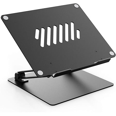 MiiKARE Aluminum Laptop Stand Riser for Desk, Adjustable Height Multi-Angle Laptop Riser with Heat-Vent,Portable Holder Ergonomic Elevator Riser for M’acBook Pro/S’urface Pro/H’P Envy 15 - Black