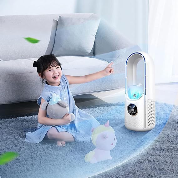 3PCS Silent Air Conditioner, Cooling Fan, Blade-Free Silent Evaporative Air Cooler, Bladeless Fan, Portable Quiet 6-Speed USB Powered Desk Table Cooling Fan For Home