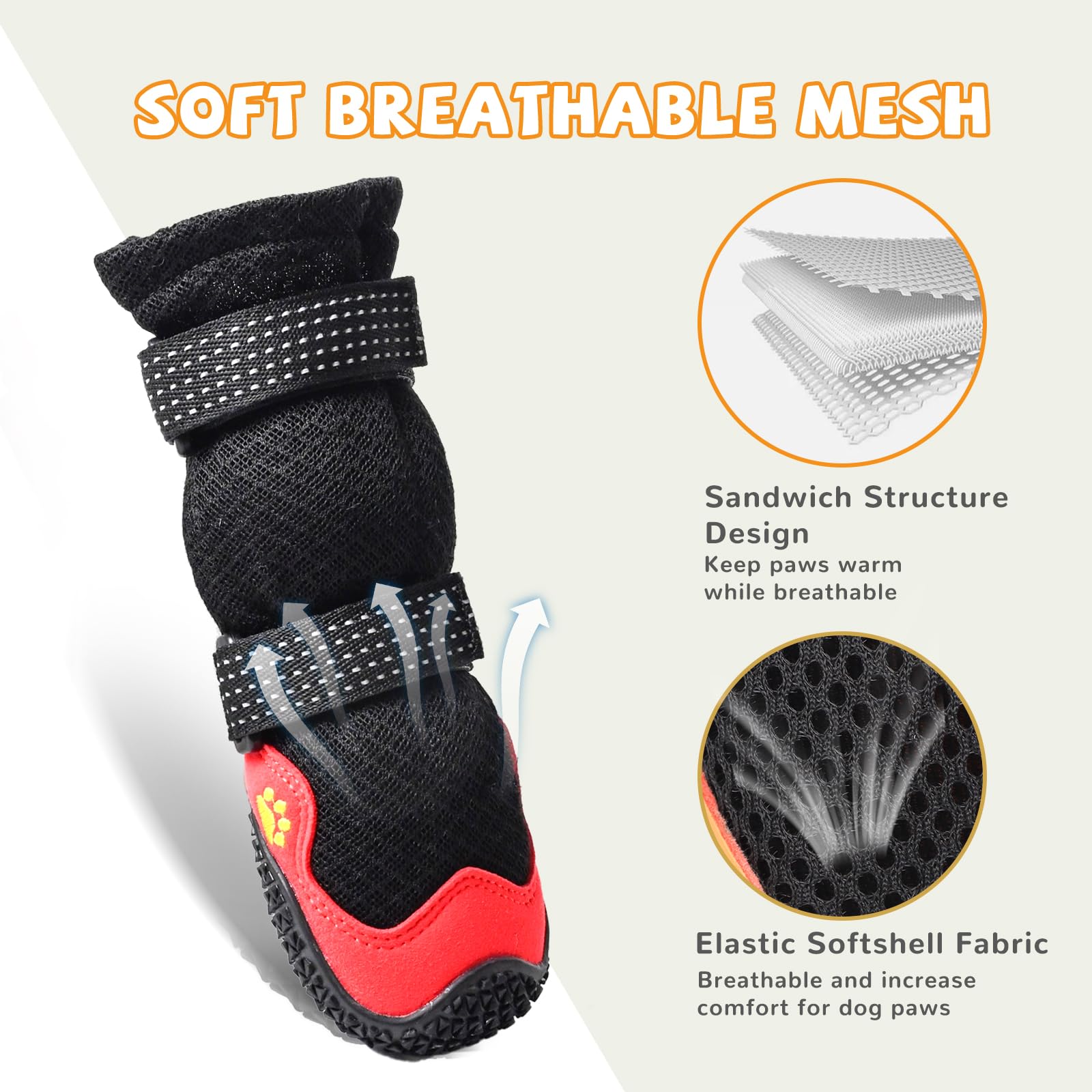 Chaussures pour chiens de taille moyenne et grande - Chaussures respirantes pour trottoir chaud, bottes pour chien et protections de pattes pour éviter le léchage - Bottes antidérapantes avec