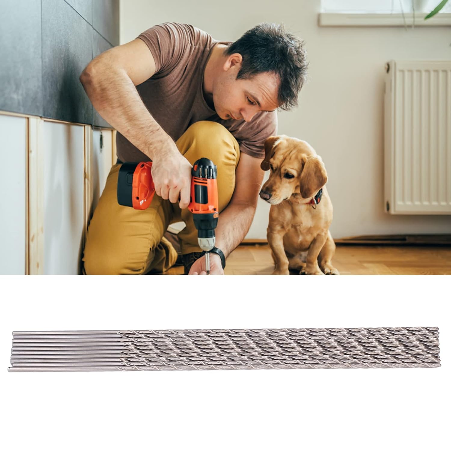 10Pcs Extra Long Drill Bit Set 7.87Inch High Speed Steel HSS Metal Drill Bits