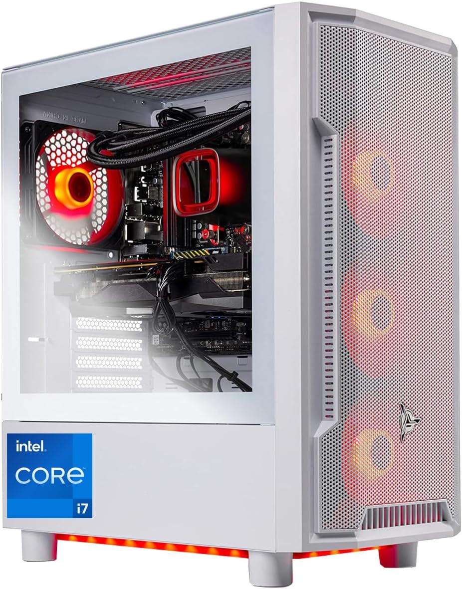 Archangel Gaming PC Desktop – Intel Core i7 12700F 2.1 GHz, NVIDIA RTX 4060, 1TB NVME SSD, 16GB DDR4 RAM 3200, 600W Gold PSU, 240mm AIO, 11AC Wi-Fi, Windows 11 Home 64-bi,White