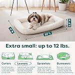 FurHaven Lit de chien pour petits chiens supplémentaires & Chats, Bolster Crate Pad avec base souple et support pour les porteurs & Kennels, Lavable en machine, Extra petite, Sherpa polaire, Crème