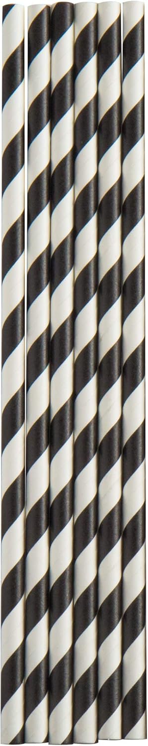 TableTop King 7 3/4" Black Stripe Jumbo Unwrapped Paper Straw - 2400/Pack