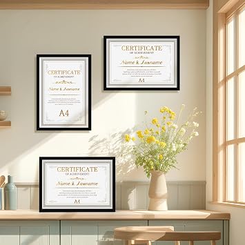 Giftgarden 10 Stück Schwarze Bilderrahmen A4 Bilderrahmen DIN A4 geeignet für 21x297 cm Zertifikate Dokumente und Fotos die das Büro oder das Wohnzimmer schmücken können