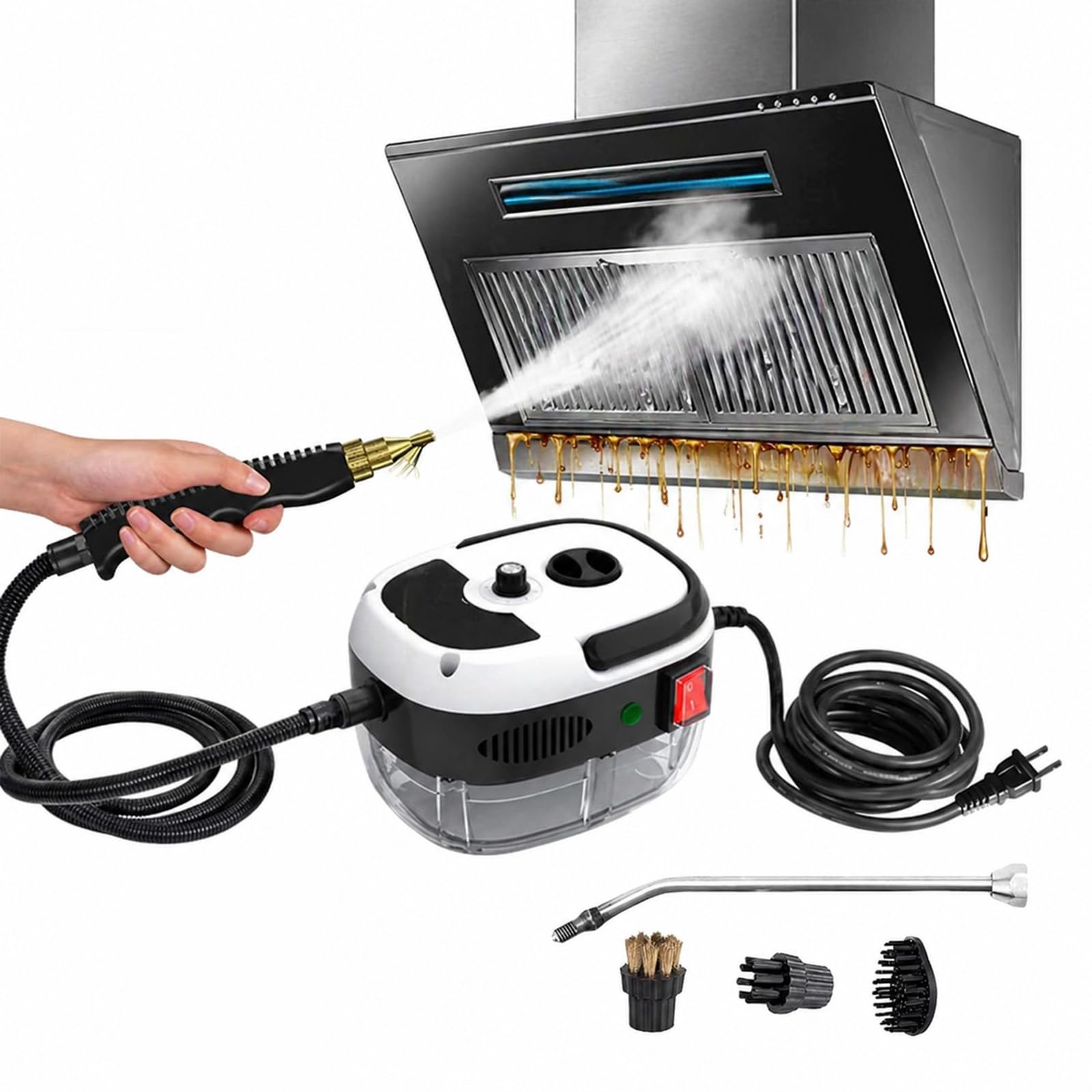 Handheld Steam Cleaner, 2500w High Temperature Pressurized Steam Cleaner for Home, Kitchen, Bathroom, Car Detailing，Grease & Grime Removal