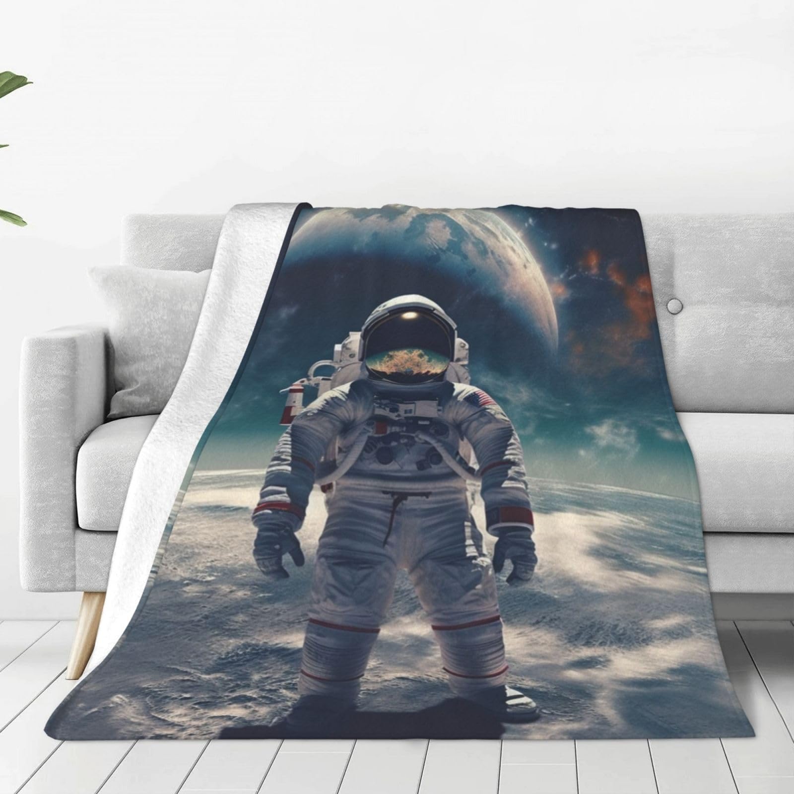 Couverture micro polaire astronaute 152x203 cm plaid doux