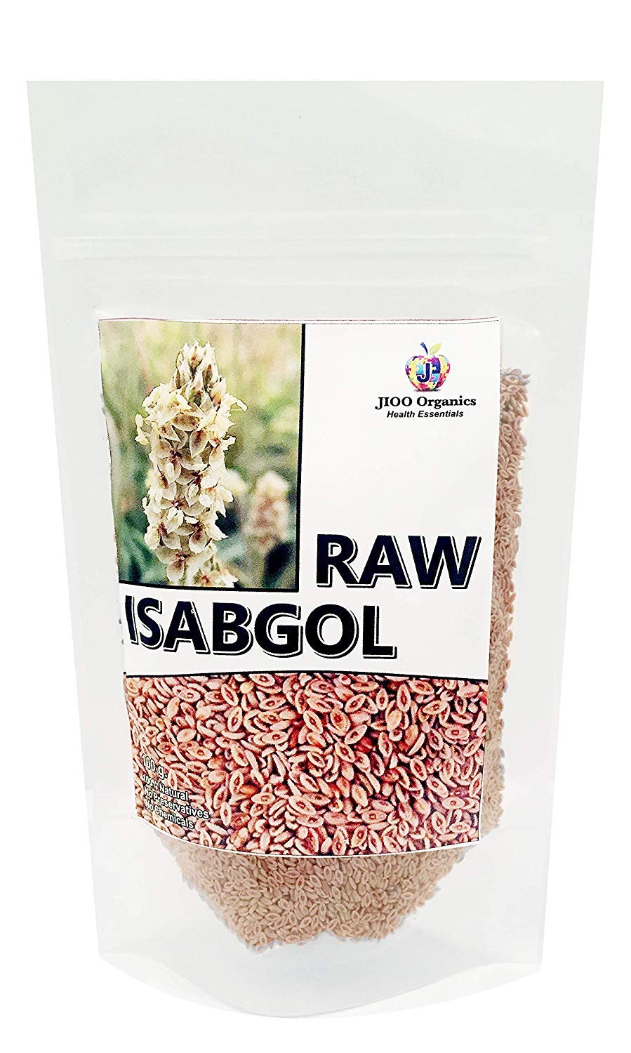 Jioo Organics Raw Isabgol (कच्चा इसबगोल) Laxative, Dietary Fiber Source - 100gram, Pack of 1