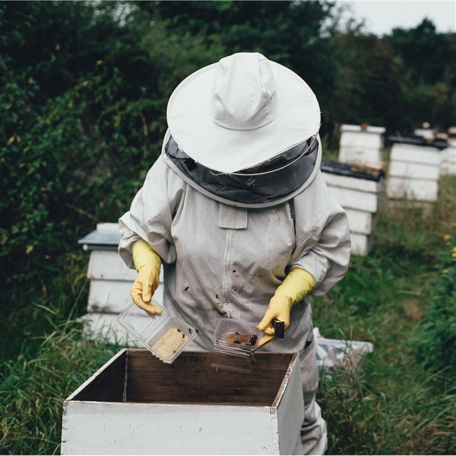 Beekeeping Protective Equipment Jacket Veil Full Body Suit Hat Smock Beekeeping Tools Set (Color : 2XL)