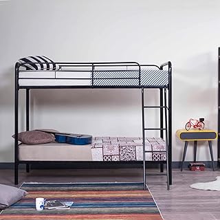 Better Home Products Twin Over Twin Metal Bunk Bed in Black