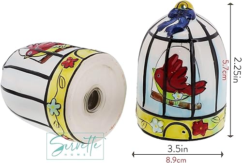 Vista 2 de Coctelera de cerámica para pájaros y salero, decoración de cocina, jaula para pájaros Ave jaula