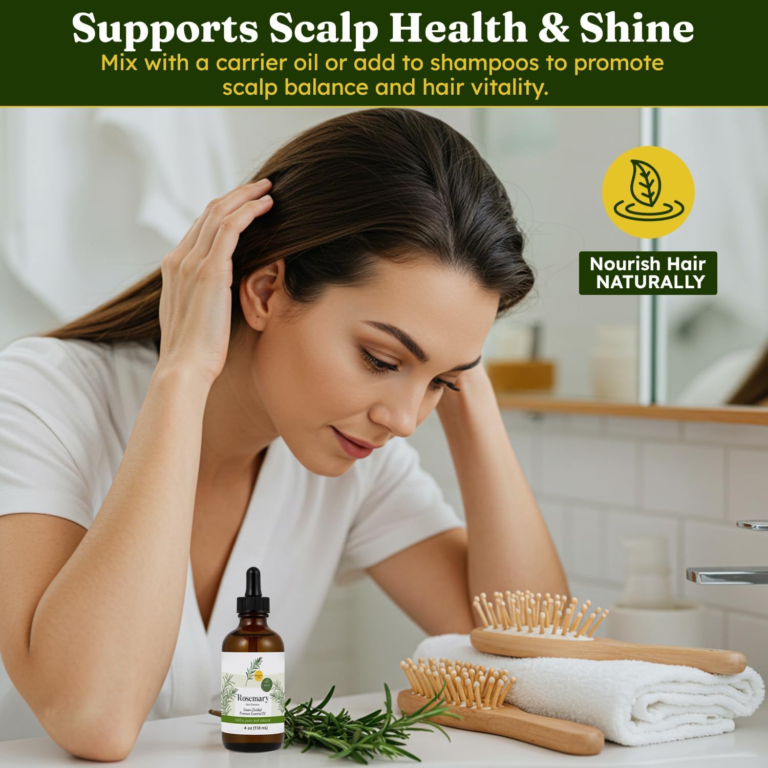 Steam Distilled Rosemary Essential Oil - Premium Hair Growth Oil for Scalp Stimulation & Refreshing Aroma - Essential Oil Supports Healthy Hair, Skin & Mental Clarity - 4oz image 4