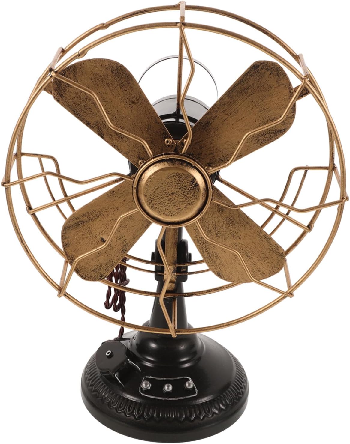 Healifty Vintage Iron Art Fan Model Retro Table Fan Sculpture for Home Desktop Decor Antique Finish Unique Vintage Style Adorn for Classic and
