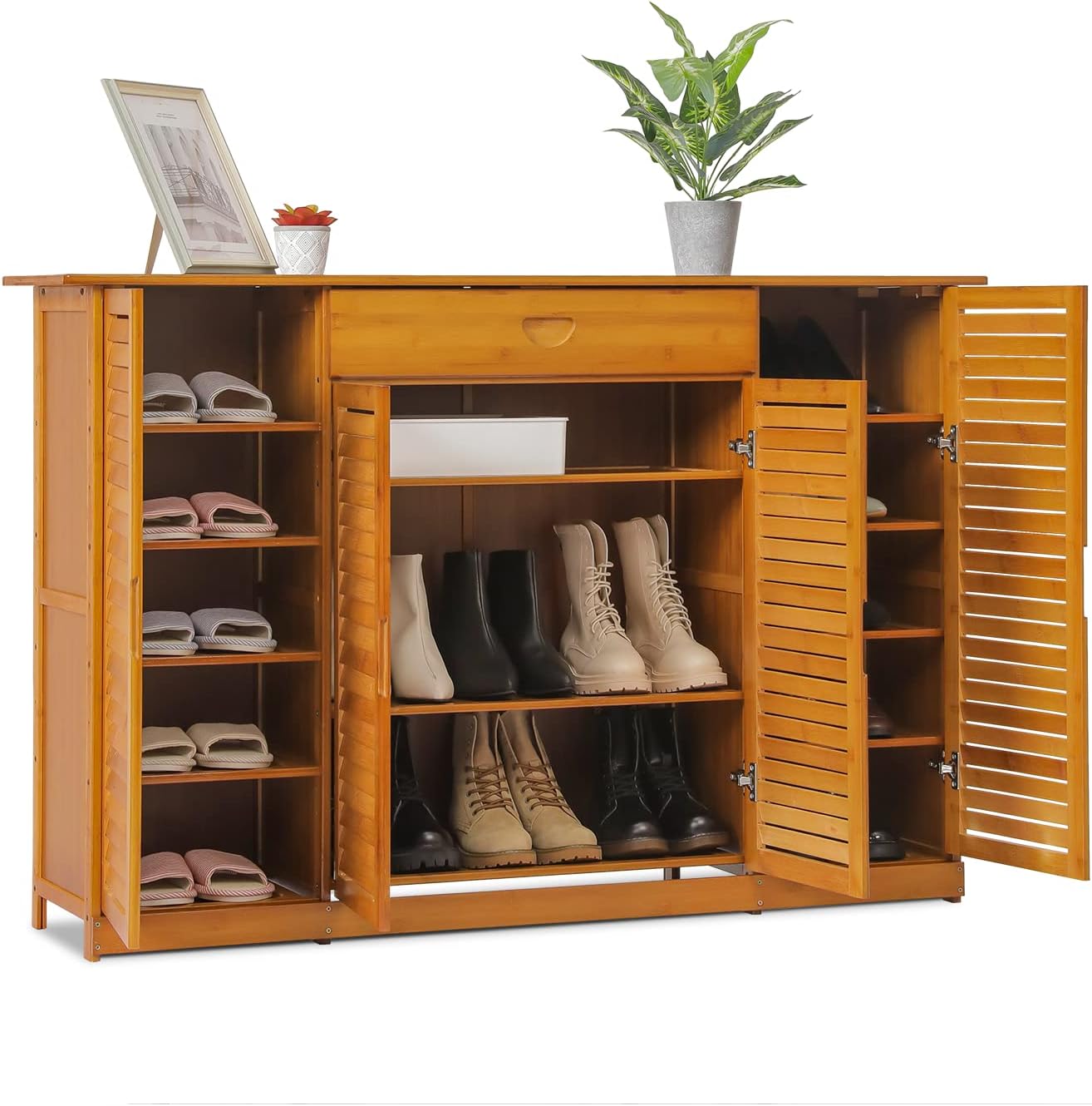 Magshion Bamboo Shoe Storage Shelf Stand with
