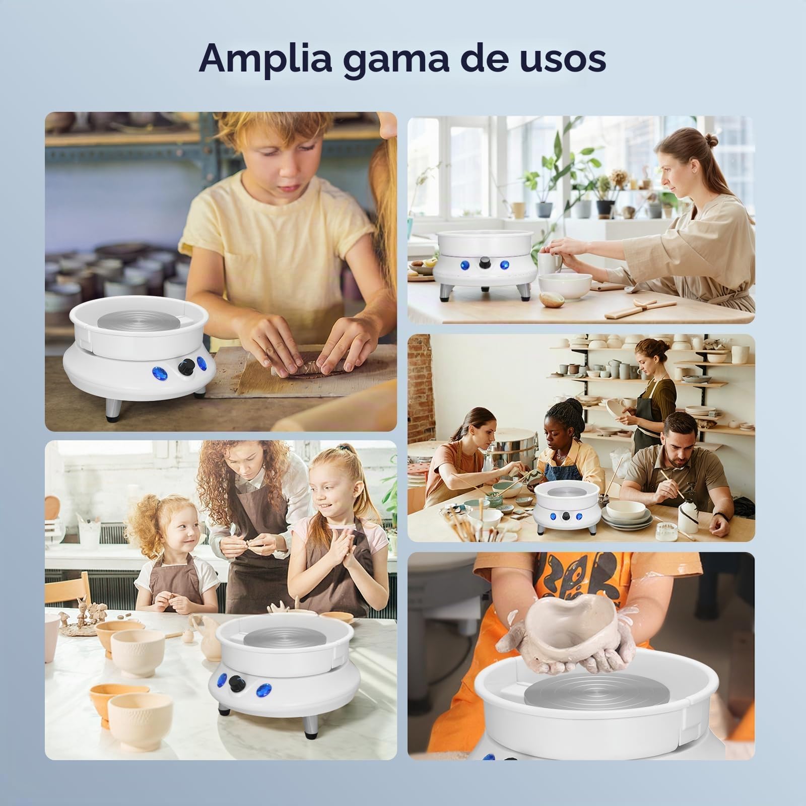 Torno Alfarero,15CM Velocidad Ajustable de 0 a 200 r/min Rueda de Cerámica, Torno Alfarero de Velocidad Ajustable con 11 Herramientas de Modelado para Cerámica de Bricolaje