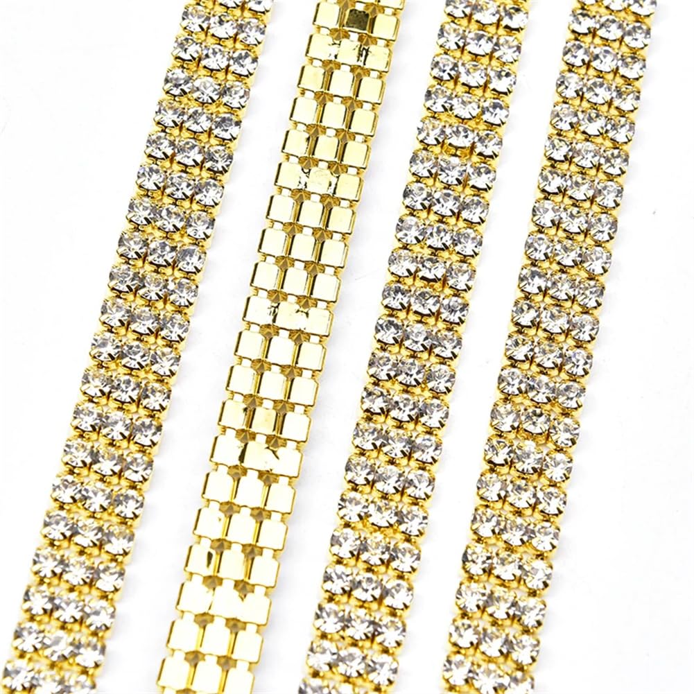Frędzle z kryształkami, 3 rzędy frędzli z kryształkami górskimi Złoto Srebro 2-5 jardów(Silver 25mm 3 Rows,5 yards)