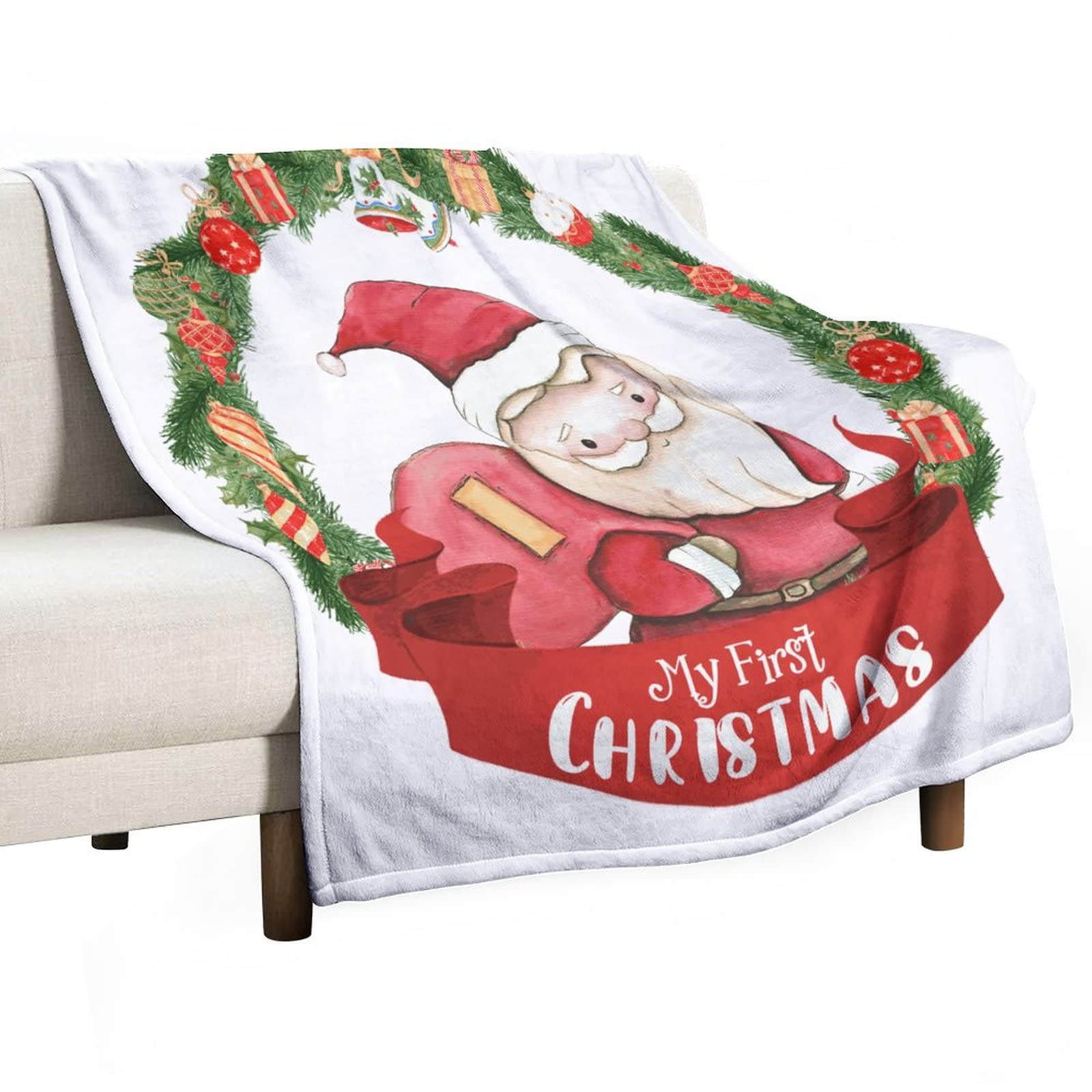 Couverture de Noël en flanelle double face avec motif bonhomme de neige doux