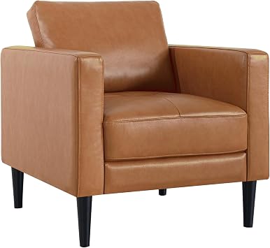 Naomi Home Marisa Genuine Leather Accent Chair - Mid Century Modern Chair