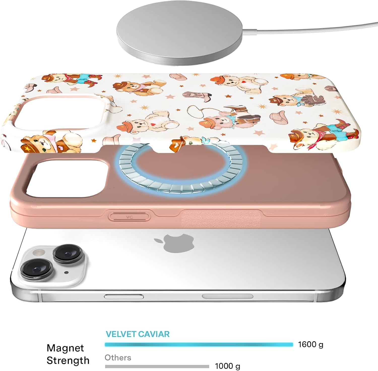 VELVET CAVIAR for iPhone 15 Case Western - Compatible with MagSafe - 10ft Drop Tested - Cowboy Teddy Bear
