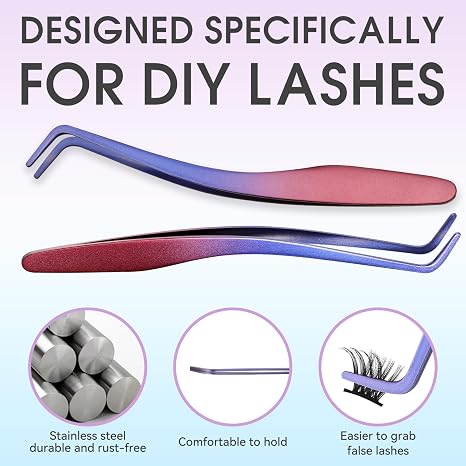 3 PCS Lash Kit Bond and Seal with Eyelash Tweezers Remover Kit | DIY Eyelash Glue and Lash Applicator Tool Cluster Glue Remover Fast Removal with No Residue