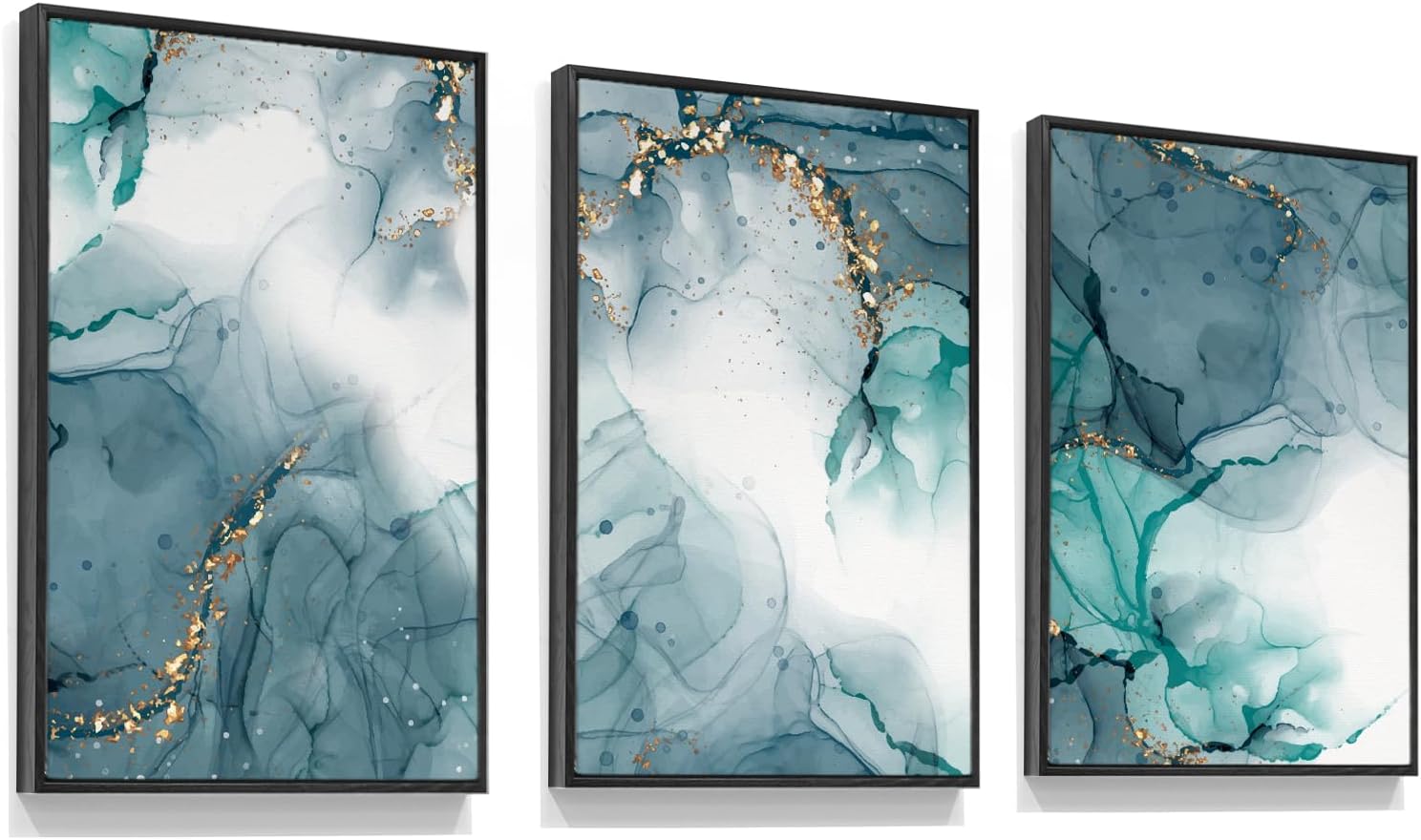 SCOAGE Canvas Wall Art Framed Modern Abstract Teal Prints