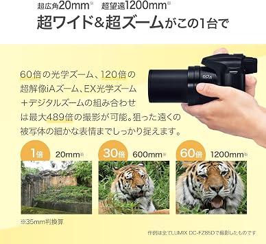Panasonic LUMIX Digital Camera Optical 60x Zoom Compatible DC-FZ85D-K Black