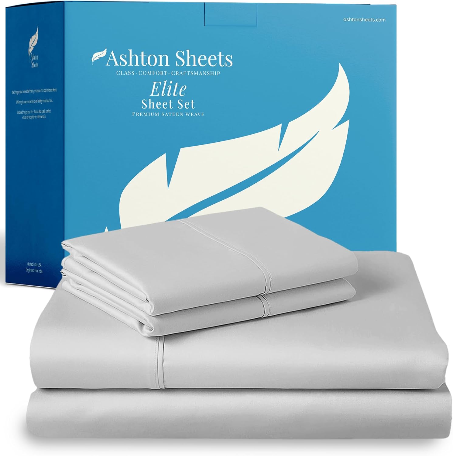 100% Egyptian Cotton Split King Sheets Sets for Adjustable Bed - Luxury 800 Series Elite Collection Top Sheet (5 PC, Silver), Soft Cooling Hotel Sheet, Fits Mattress Upto 18"