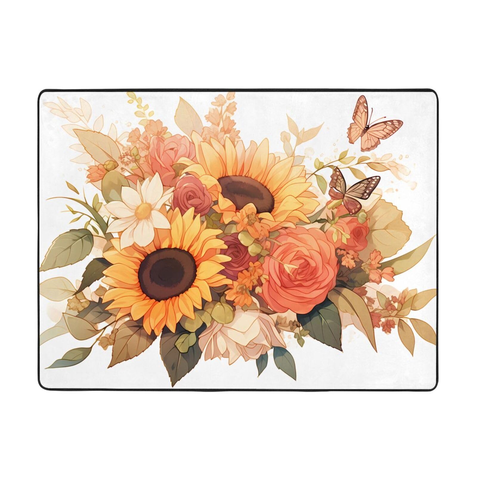 Tapis rose et tournesol pour creer une ambiance chaleureuse dans votre salon