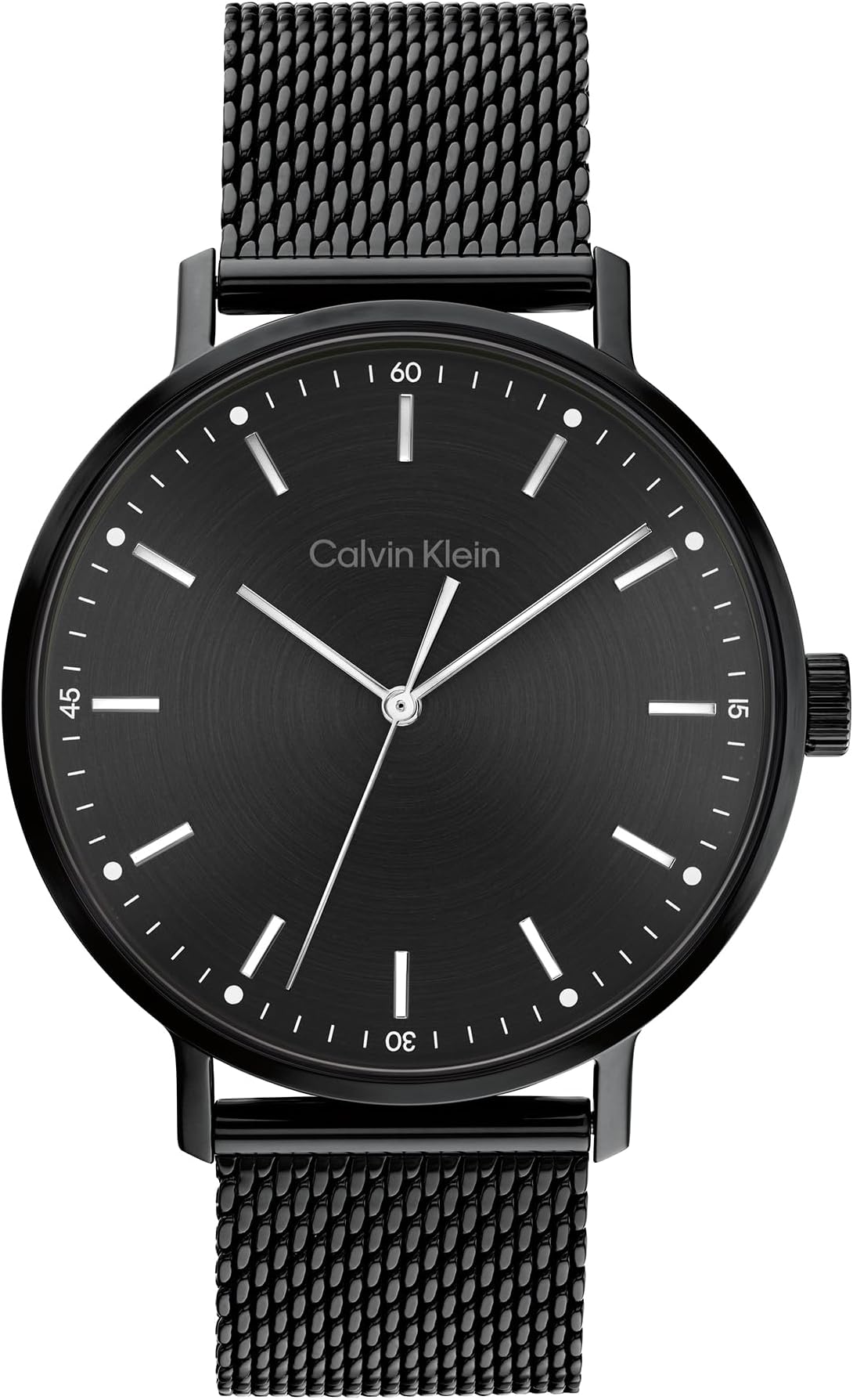 Calvin Klein Modern Mesh Qtz Basic Black Round Dial Men's Watch|Ionic Plated Black Steel Material|Multi Color Band - 25200046