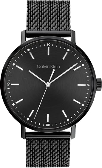 Calvin Klein Analogue Quartz Watch for Men Modern Mesh Collection with Leather or Stainless Steel bracelet in Link or Mesh