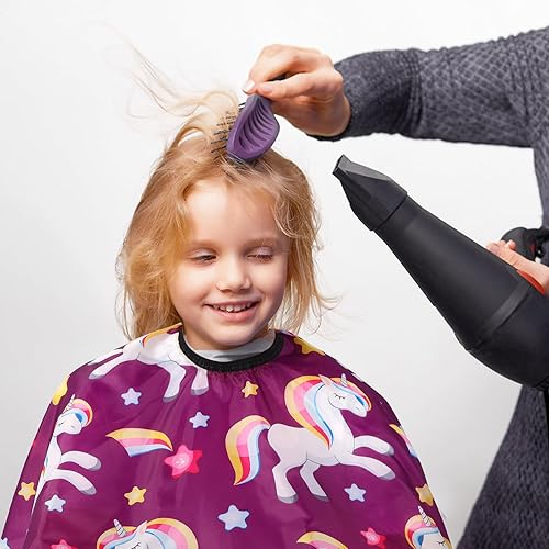 Miniatura 62 de Capa de peluquería para niños con cepillo para el cuello, capa profesional de corte de pelo con cierre a presión ajustable