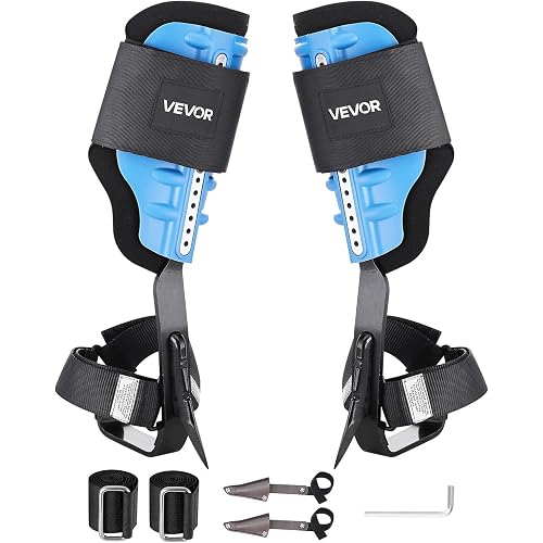 VEVOR Tree Climbing Spikes, 1 Pair Height-Adjustable Climbing Spurs, 350lbs Load Capacity Tree Climbing Gear with Straps, Arborist Equipment for Climbers, Hunting, Fruit Picking