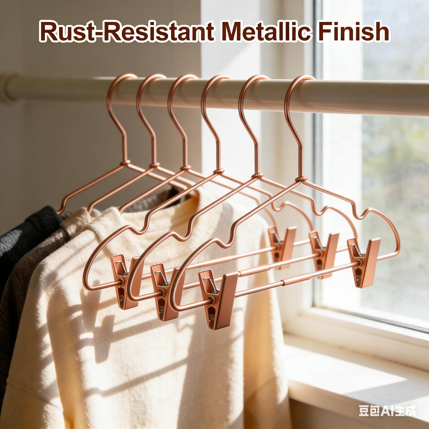 Rose Gold Metal Clothes Hangers with Clips,10 Pack Children 12.6" Baby Toddler Infant Newborn Kids Non Slip Durable Space Saving Baby Clothes Coat Hangers