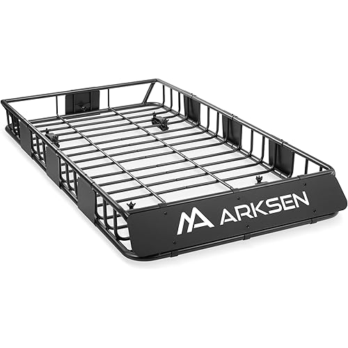 ARKSEN 64 x 34 x 6 Inch Universal Roof Rack with Extension, 150 LBS Heavy Duty Capacity Rooftop Cargo Basket for SUV, Truck, RV, Pickup