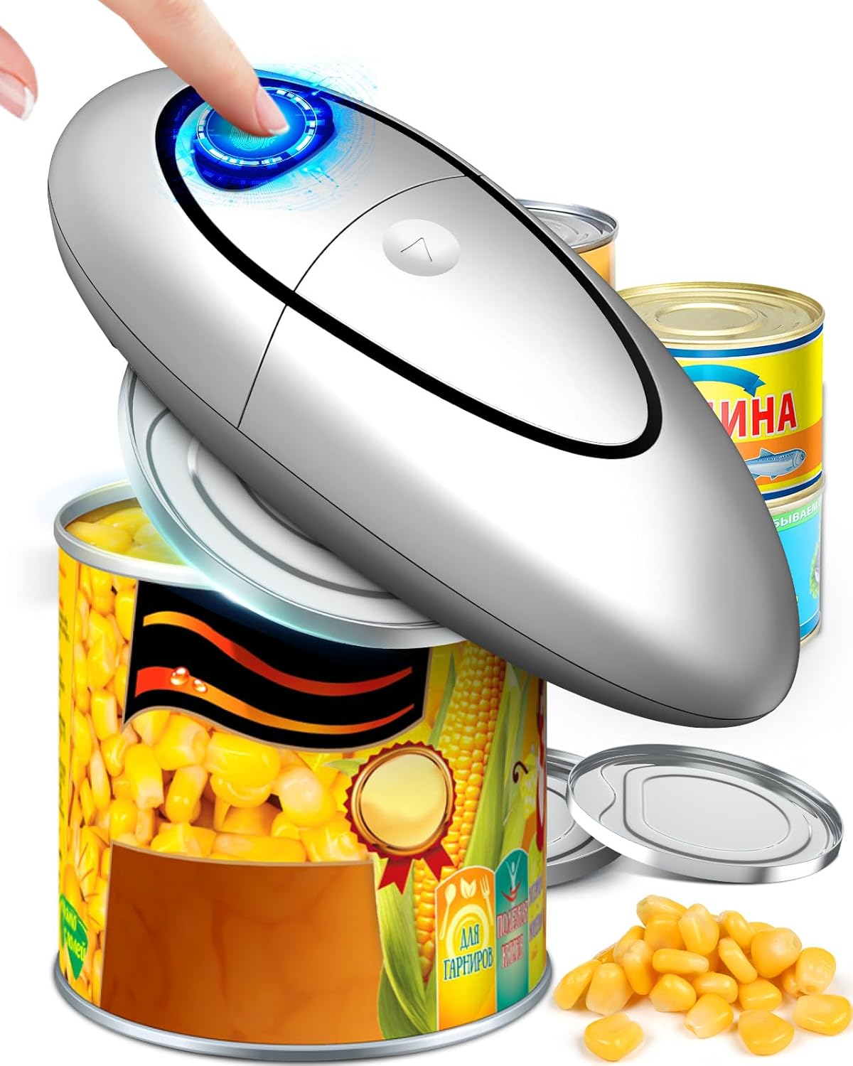 One Touch Electric Can Opener Fits Almost All Can Sizes for