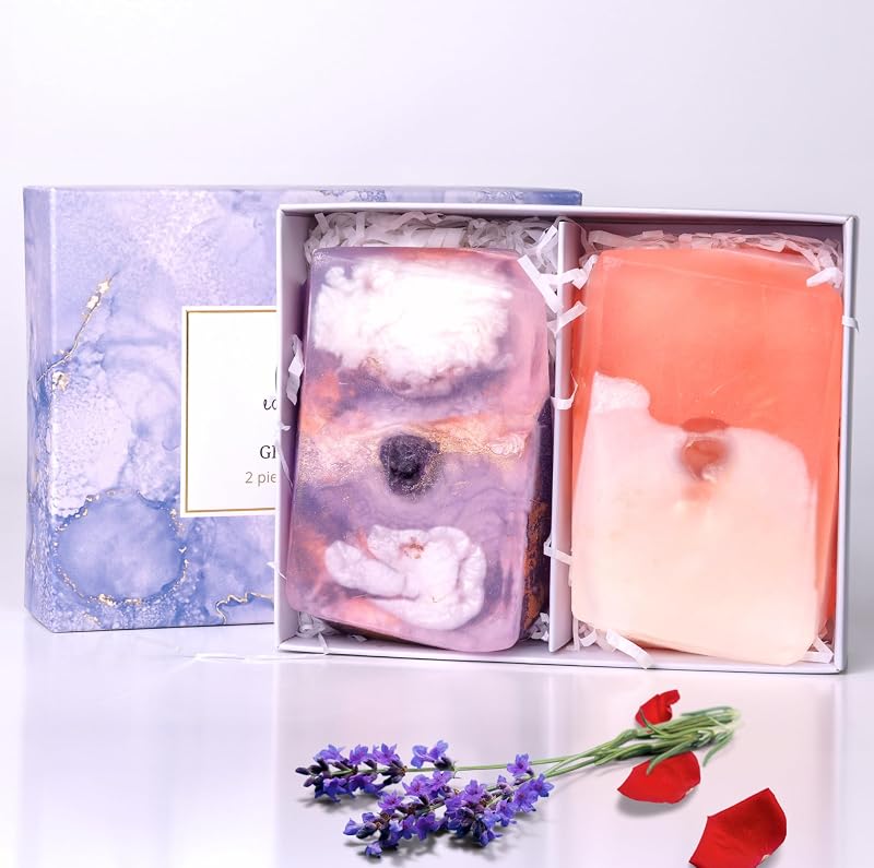 Earth & Home Conjunto com 2 Sabonetes Decorativos em Formato de Pedra com Cristais
