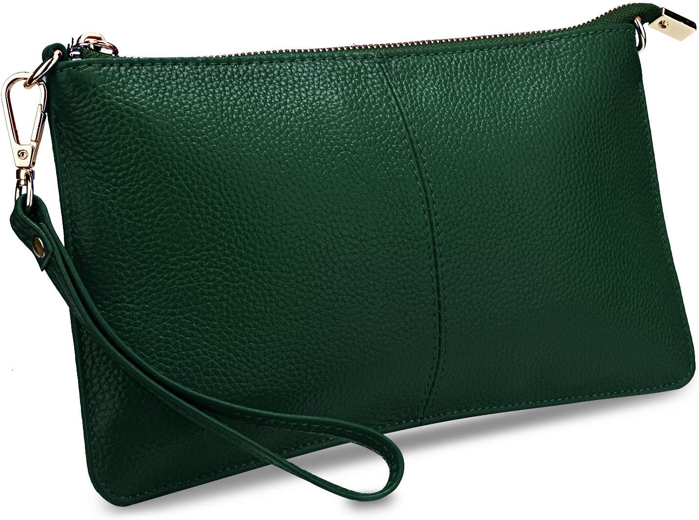 YALUXE Genuine Leather Wristlet Handbags Purses Cell Phone Pocket Clutch Wallet Crossbody Bags for Women