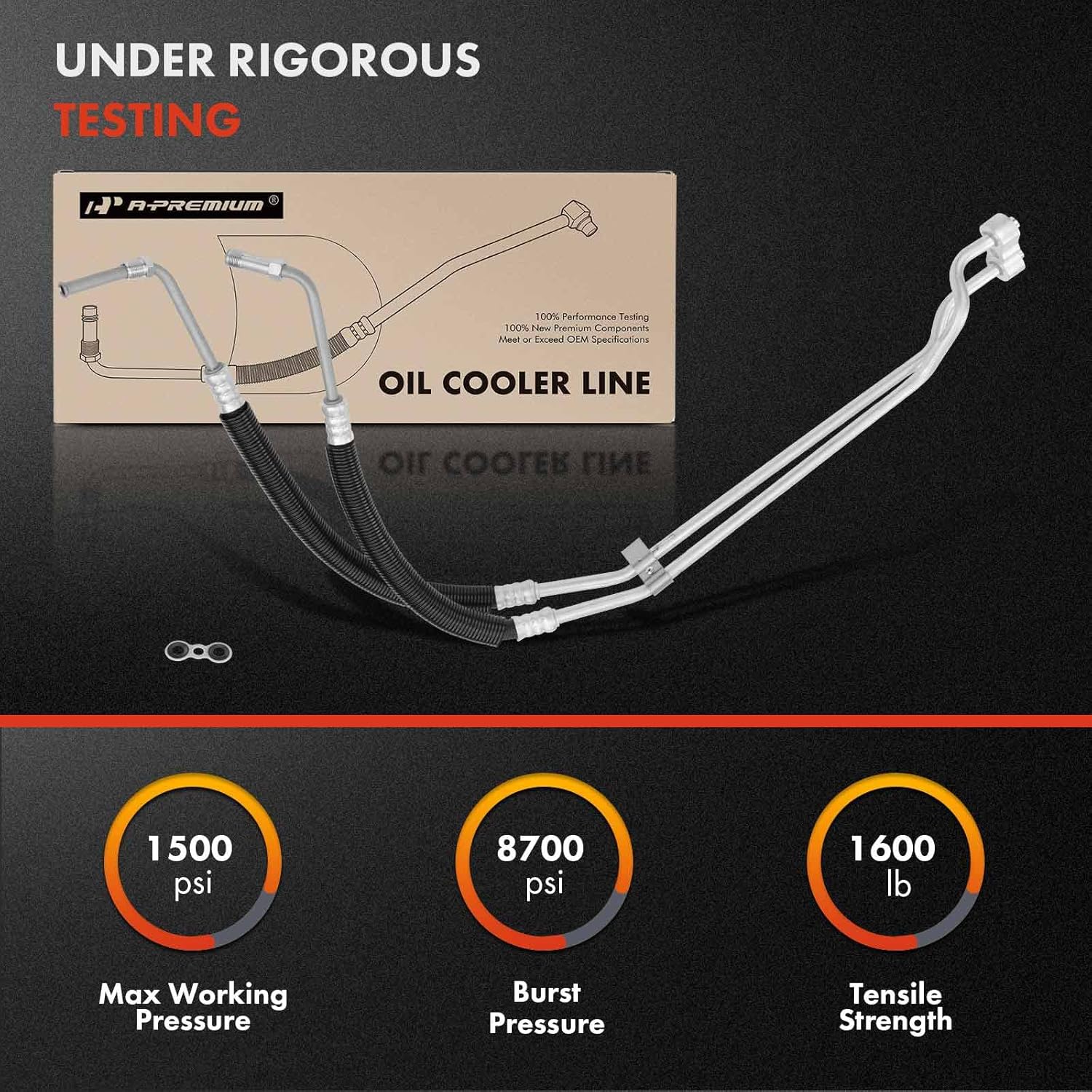 A-Premium Engine Oil Cooler Line Hose Assembly Compatible with Chevrolet Impala Caprice Cadillac Fleetwood Buick Roadmaster 1994 1995 1996 4.3L 5.7L