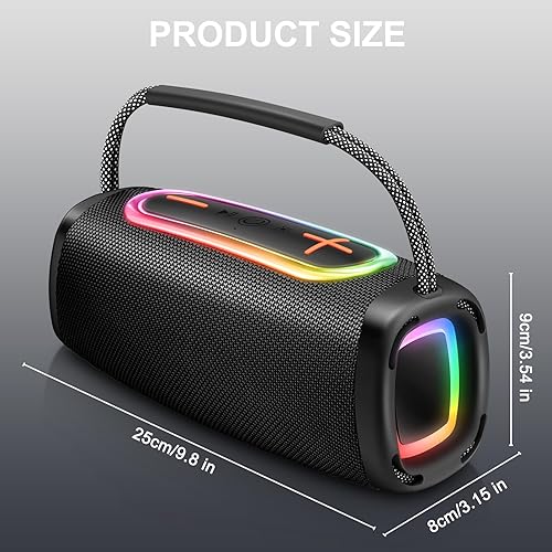 Miniatura 7 de Altavoz Bluetooth portátil, diámetro del altavoz de 2.66 pulgadas, graves fuertes de 24 W y agudos claros, BT5.3, IP6 impermeable altavoces