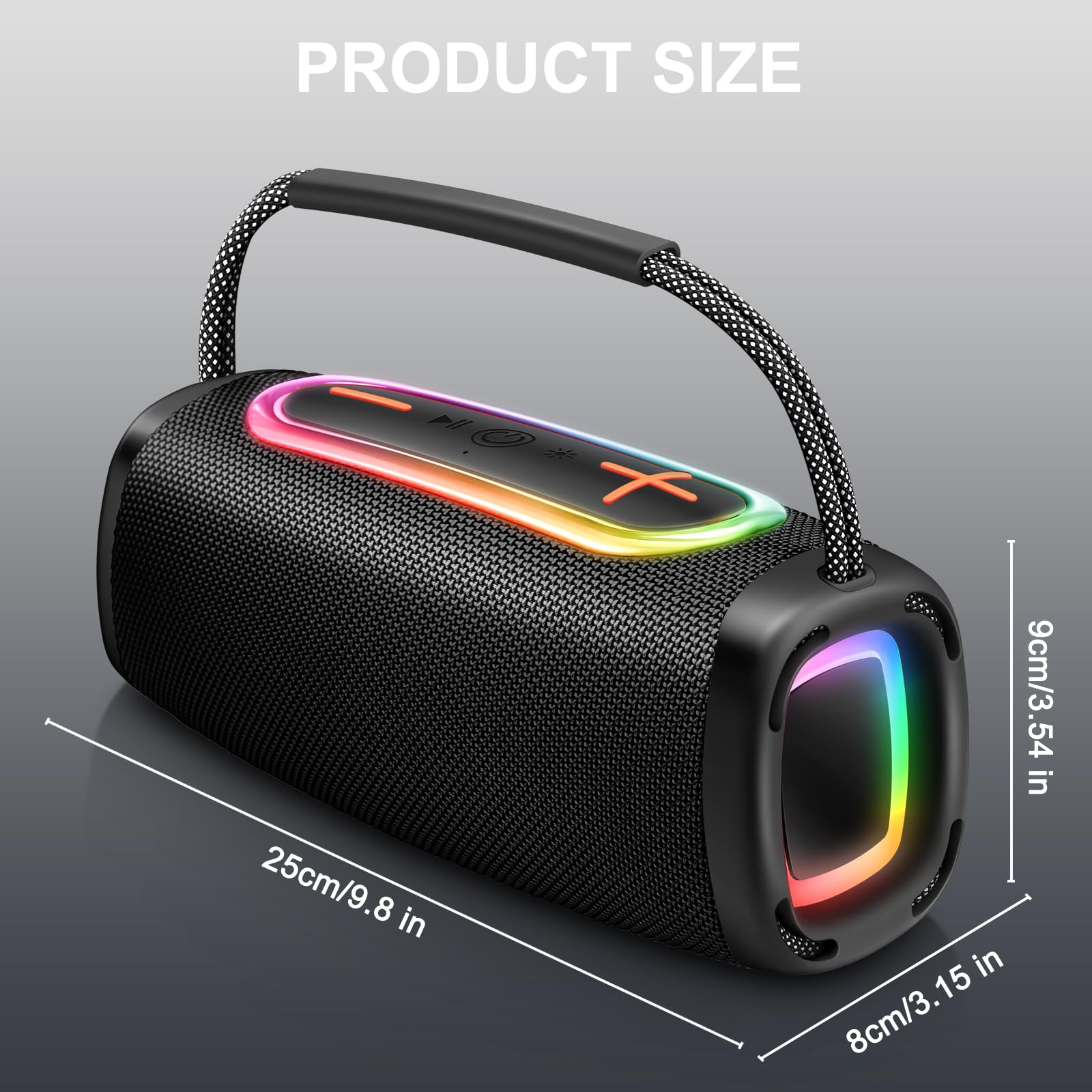 Donerton Altavoz Bluetooth Potente, Altavoz Portátil con 6000 mAh y hasta 36 h, Bluetooth 5.4, Sonido Estéreo 60W, Graves Potentes, Luces LED, Micrófono y Asa para Fiestas, Viajes, Camping y Exterior