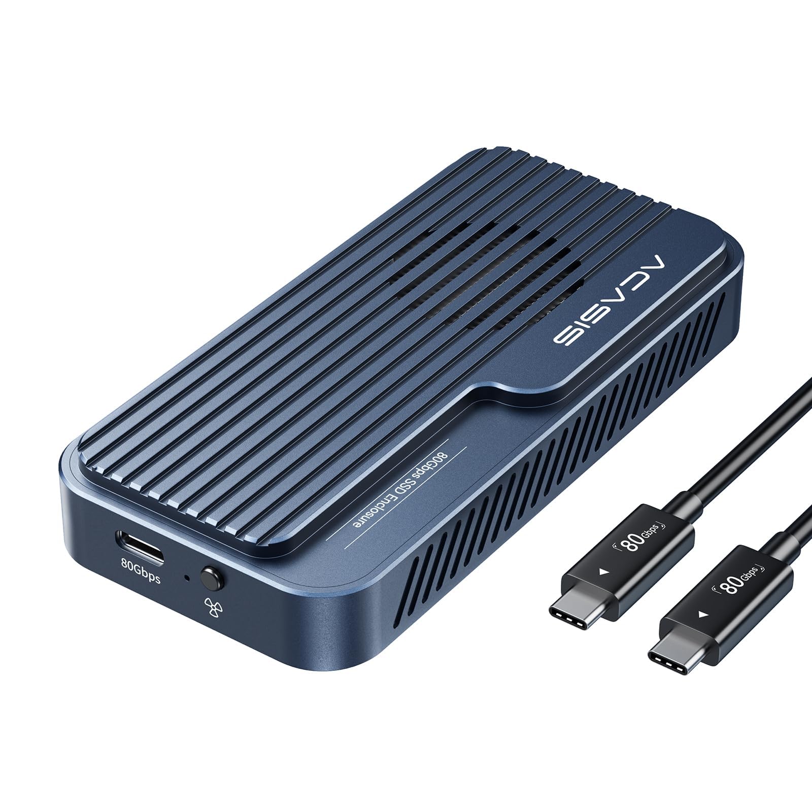 ACASIS TBU501PRO 80Gbps M.2 NVMe SSD Gehäuse mit Cooling Fan, 80Gbps Nvme Gehäuse Compatible mit Thunderbolt 5/USB4 V2.0, MacBook Pro M4/M4 Pro und M4 Max, Mac mini M4,Blau