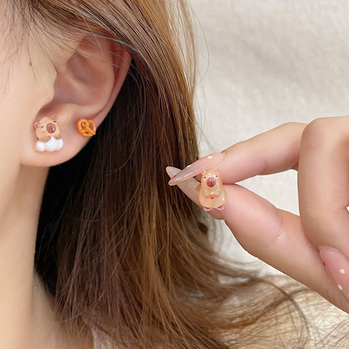 6Pcs Cute Capybara for Women Earrings Capybara Gifts Acrylic 3D Lifelike Capybara Stud Earrings Kawaii Capybara Jewelry Gifts Lovely Christmas Birthday Gifts Capybara Stuff for Capybara Lovers - Image 2