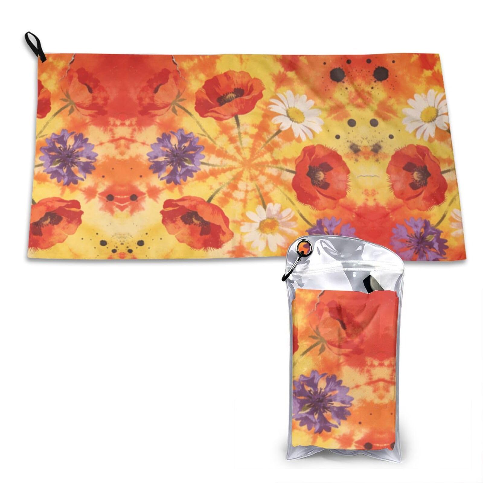 DUYKIMQW Poppies & Daisies Print Quick Dry Towel 16x31.5in White