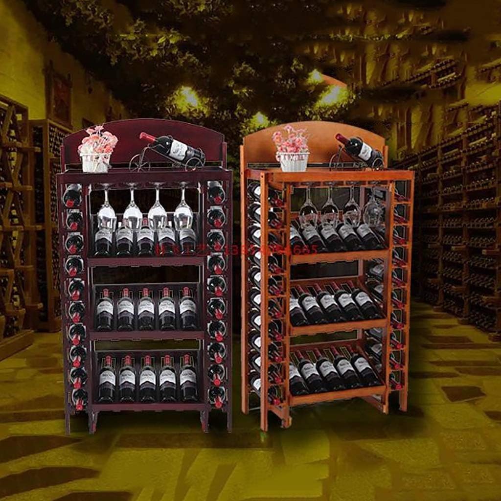 Wine Cellar Wine Rack Cabinet Free Standing Wooden Goblet Holder 4 Layer 36 Bottles Storage Rack Wine Display Wine Bottle Rack Floor Type Upside Down Wine Glass Shelf D