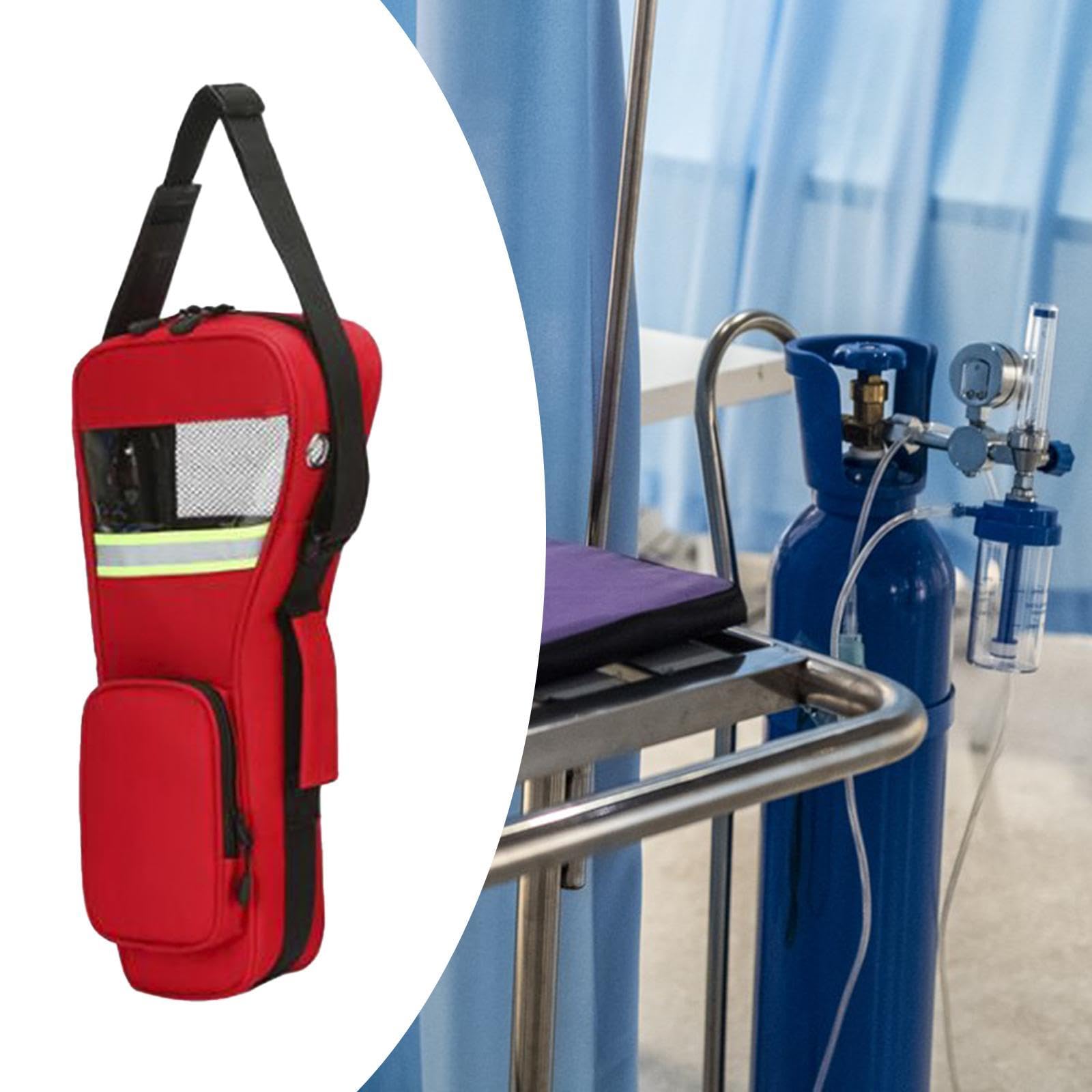 Bolso de Hombro con Compartimento, Soporte Profesional para Cilindro Protector Y Estuche de Transporte para Uso Diario en El Hogar Y para Emergencias, Rojo 47x19x10cm