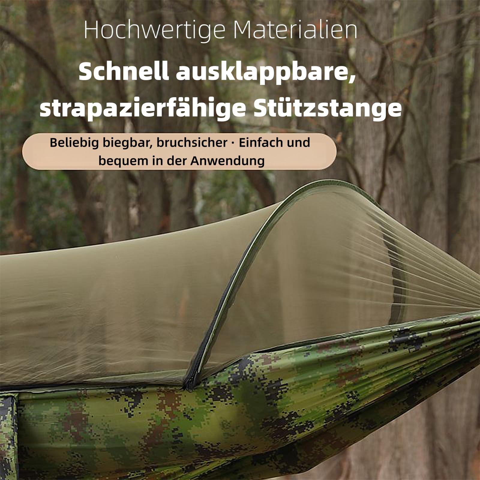 Hängematte 260 x 140cm, Camping Hängematte mit Moskitonetz, max. 300 kg, Fallschirm Nylon, mit Befestigungsgurten & Karabinern für Outdoor Wandern Rucksackreisen (Rosa/Blau)